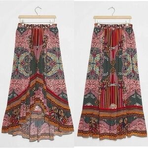 Anthropologie Bhanuni by Jyoti Allaire Hi-Lo Floral Mix Maxi Skirt, size 8